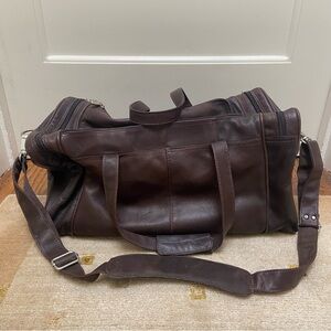 Piel Brown Leather Weekender Duffle Bag